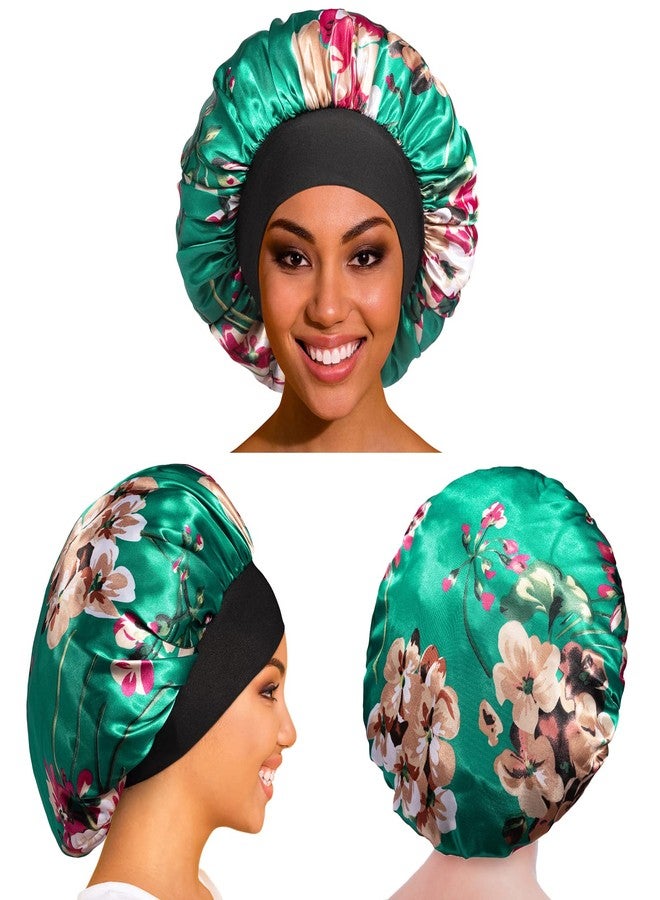 vidsel 4PCS Satin Bonnet, Bonnets for Women, Silk Hair Bonnet for Sleeping, Wide Band Sleep Cap for Curly Hair Braids - Image 3